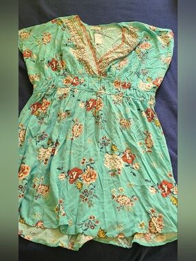 Woman’s Maurice’s Floral Boho Dress Size XXL TEAL Summer Beachy Boho NWT